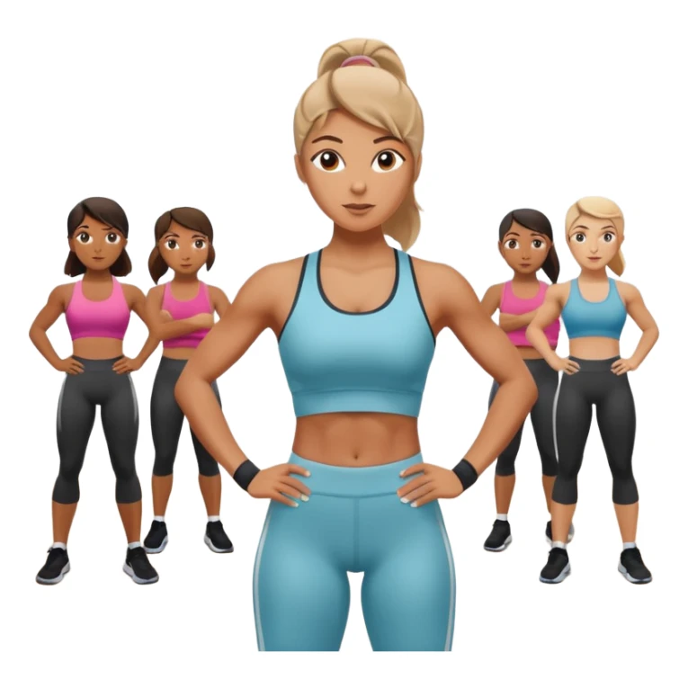 the personal trainer woman teaching students at the gym. the students are making some points sticker