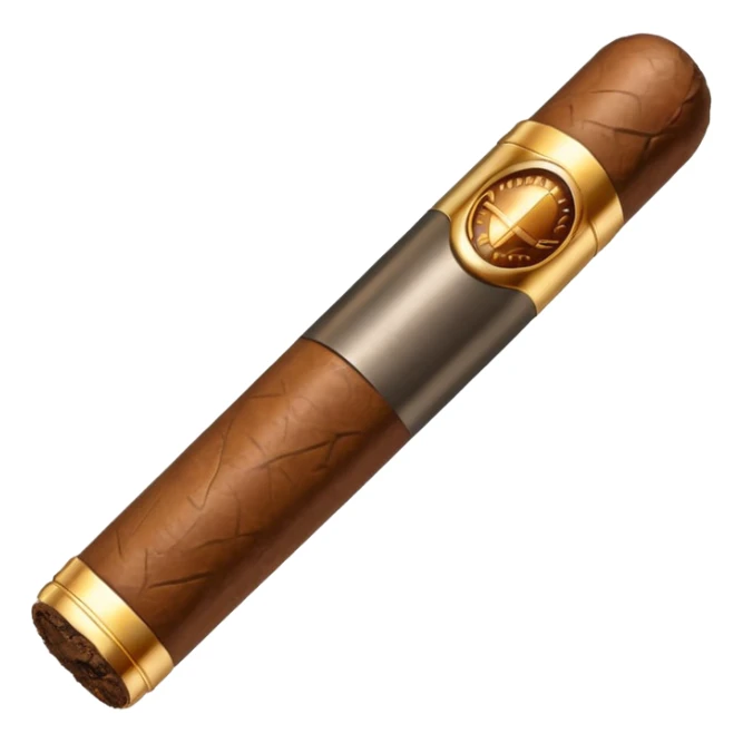 A luxury cigar emoji made of silver chrome, smooth metallic texture, minimal shape, glossy reflections, rich swag aesthetic, iOS emoji style, centered, clean white background sticker