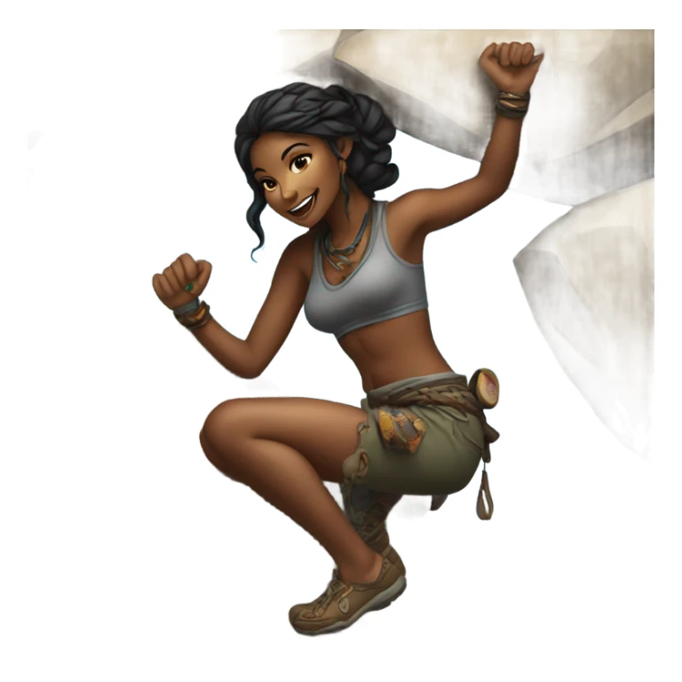 Beautiful dar tattooed woman climbing rocks sticker