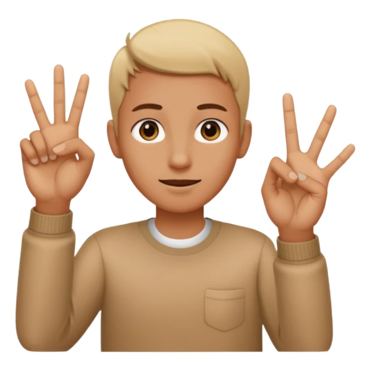 The index fingers of both the hands should be upward sticker