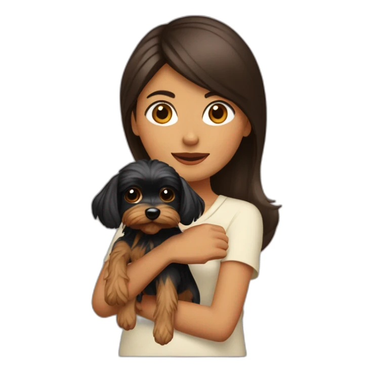 Chica morena paseando con dos yorkshire terrier negros sticker