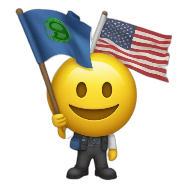 Smiley with flag in hand. The flag says ASEF. Smiley has dollar eyes. sticker