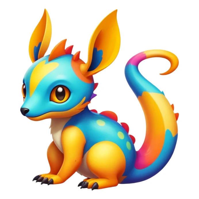 colorful vibrant Fakémon-creature with random markings sticker