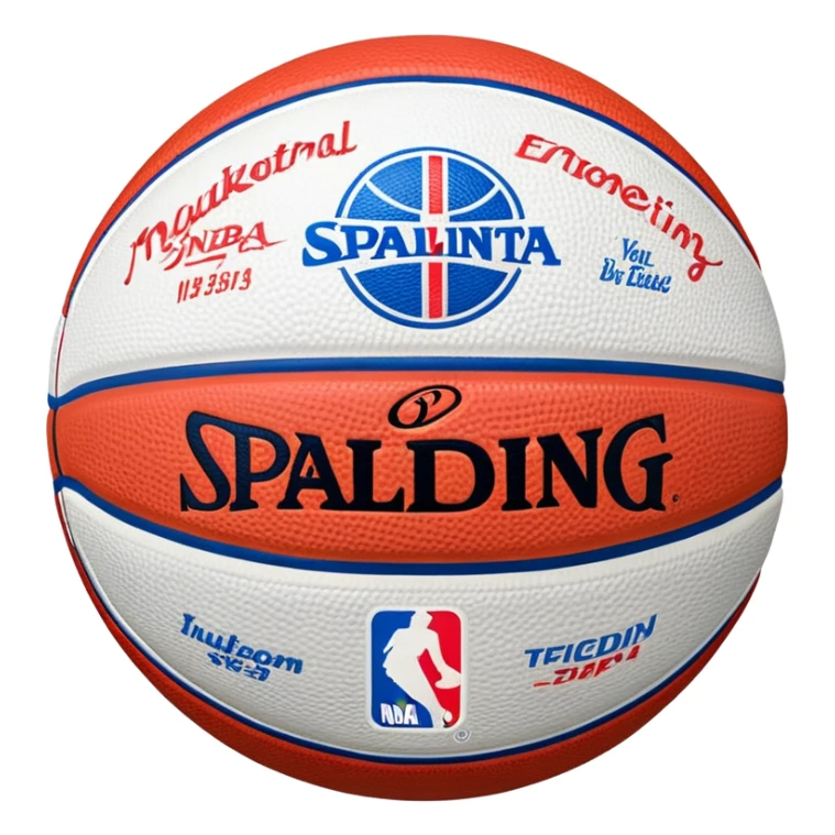 Basketball with Spalding and NBA logos, colored in white, blue, and red stripes (Russian flag colors) sticker