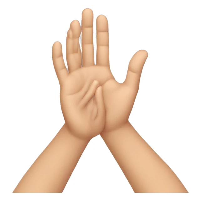 open palm, two hands, side by side prayer emoji with fingers in a grabbing position sticker