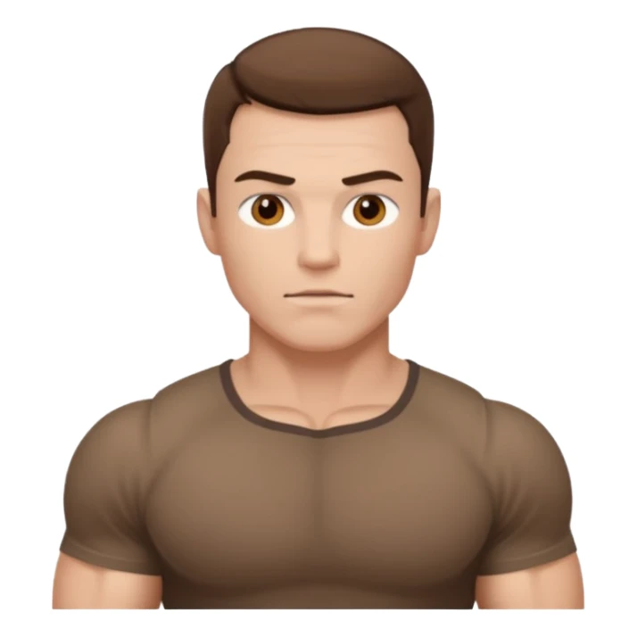 muscular man white skin, wear brown shirt sticker