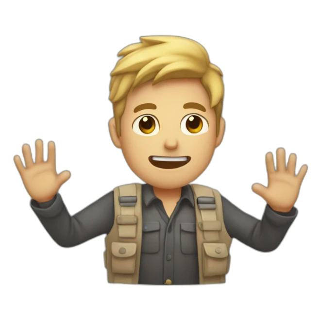 Hombre saludando con la mano hacia arriba sticker