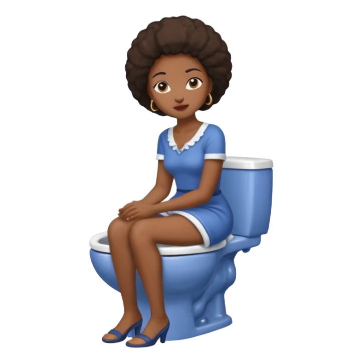 African American lady sitting in toilet sticker
