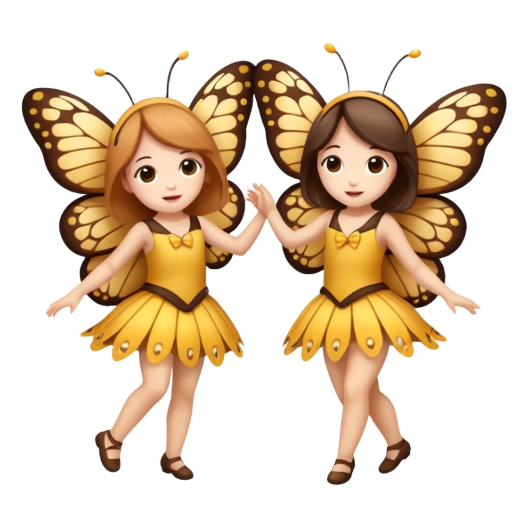 two girls dressed as cute moth and butterfly dancing sticker