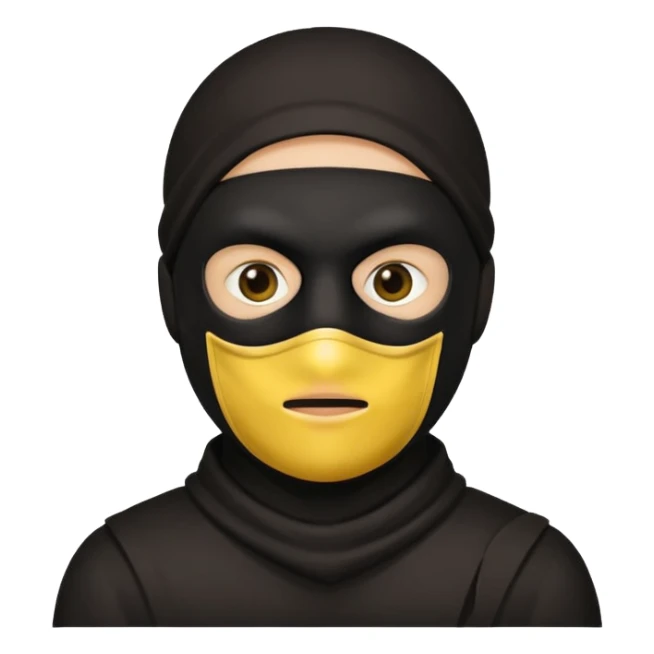 Yellow circle with no eyebrows but brown eyes and mouth being a robber sticker