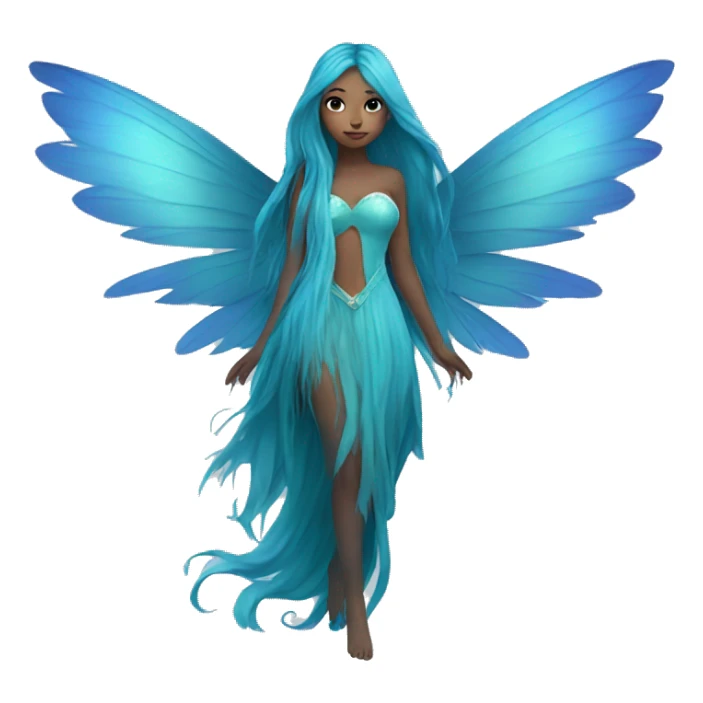 Beautiful, fairy, blue, turqoise, long hair, big wings sticker