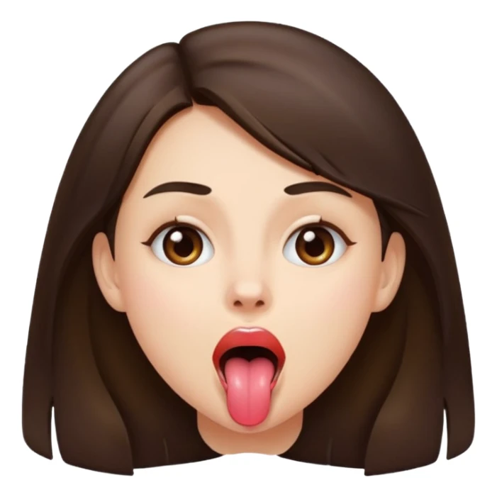 Girl with open mouth and tounge out brunette sticker