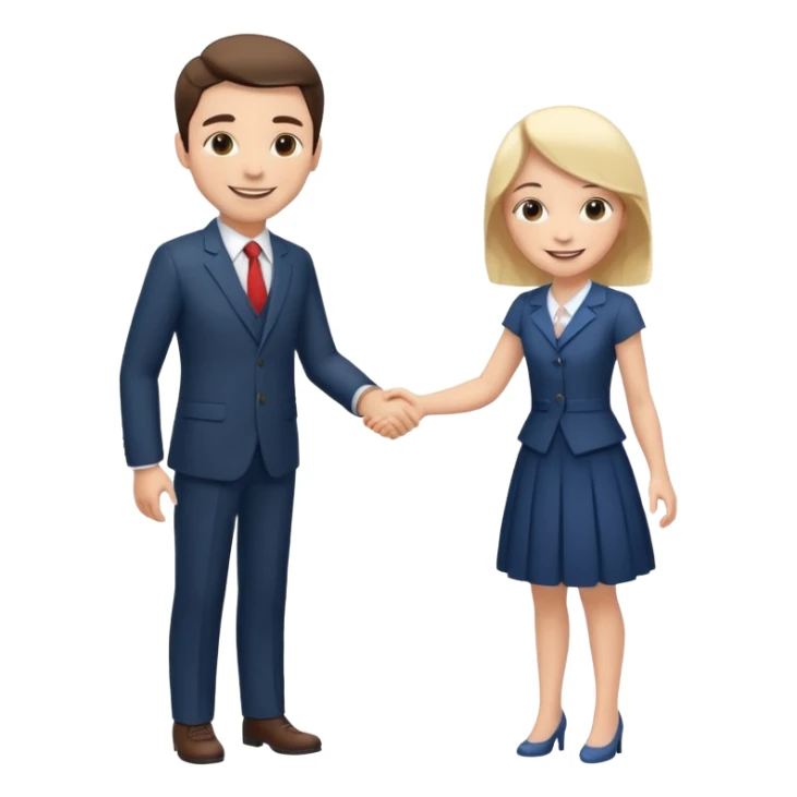 A smiling man and a smiling girl shaking hands sticker