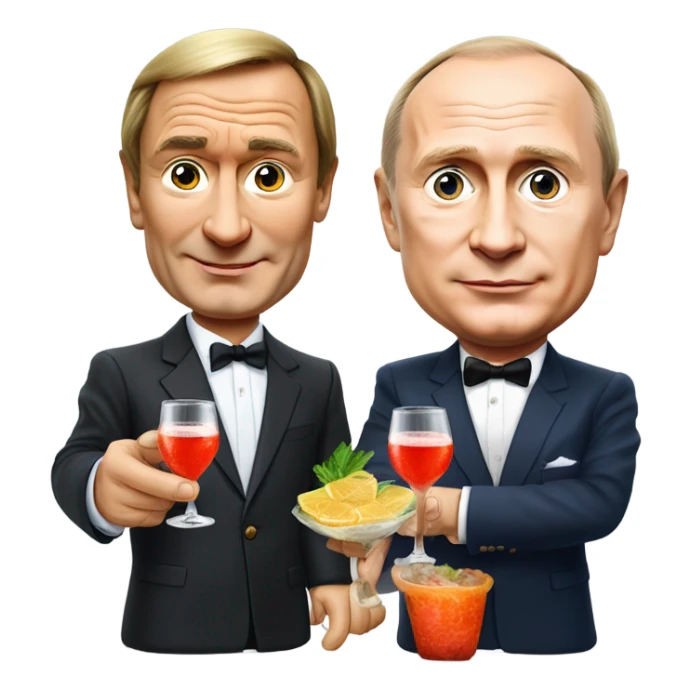 Vladimir Putin and Gerhard Schröder with shrimp cocktail  sticker