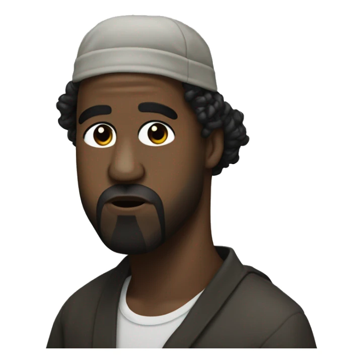 Kanye West with a yarmulke and curls sticker