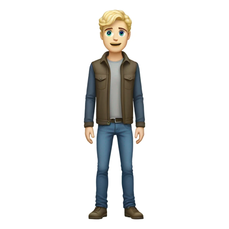 full body standing light curl blonde 30yo man blue eyed pale skin sticker