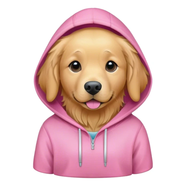 Golden retriever wearing a pink hoodie sticker