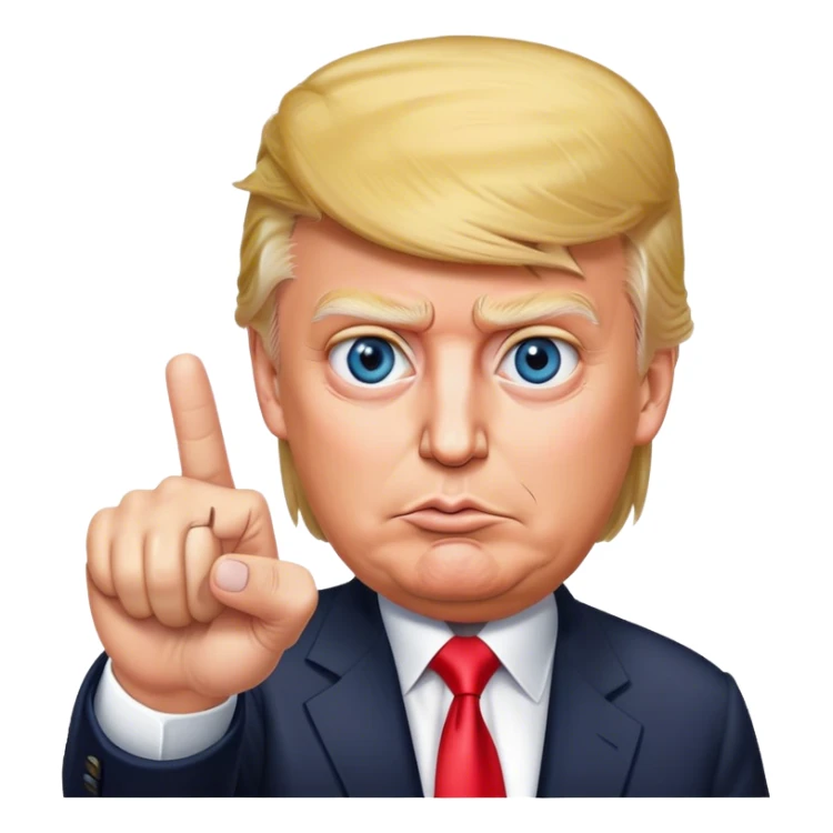 Super realistic Donald Trump pointing index finger up, realistic eyes sticker