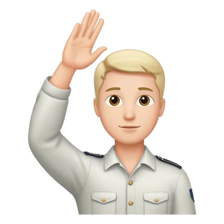 man holding arms in front to salute sticker