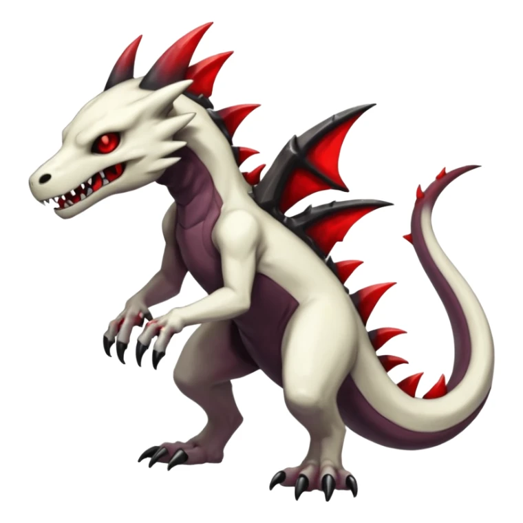 Shiny White Evil Glowing Eldritch Marowak-Salandit-Duskull-Darkdramon-fusion with bloody red markings sticker