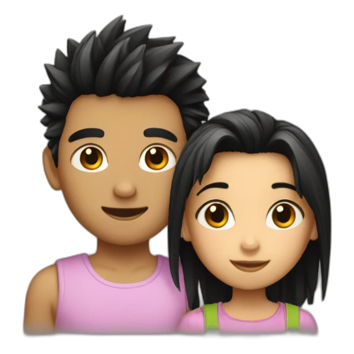a boy and a girl with short black spiky hair sticker