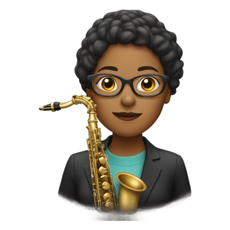 woman with glasses playing saxophone sticker