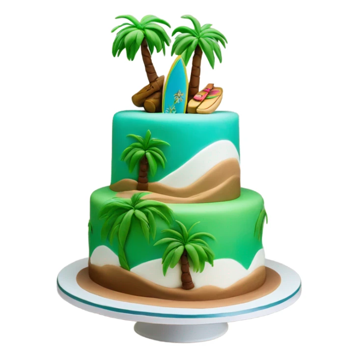 3 year anniversary cake with palm trees sticker