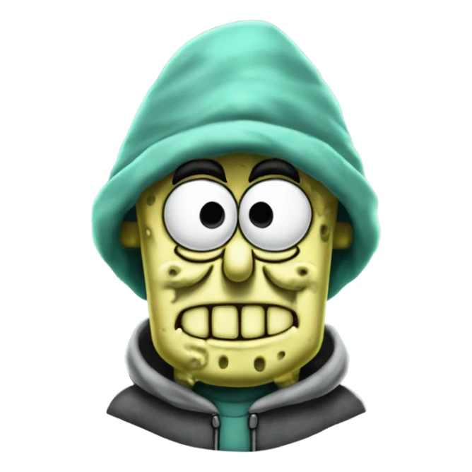 spongebob squidward with hoodie like graffity writer sticker