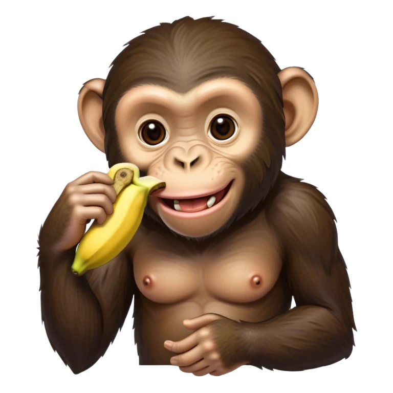 Chimpanzee eating banana sticker