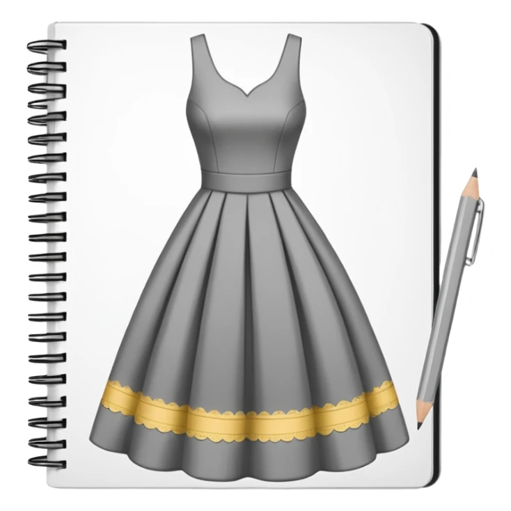 fashion skecth on sketch book, with pencil sticker