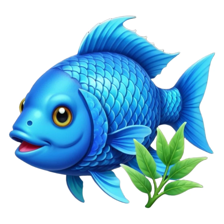 A fish holding a plant with its mouth sticker