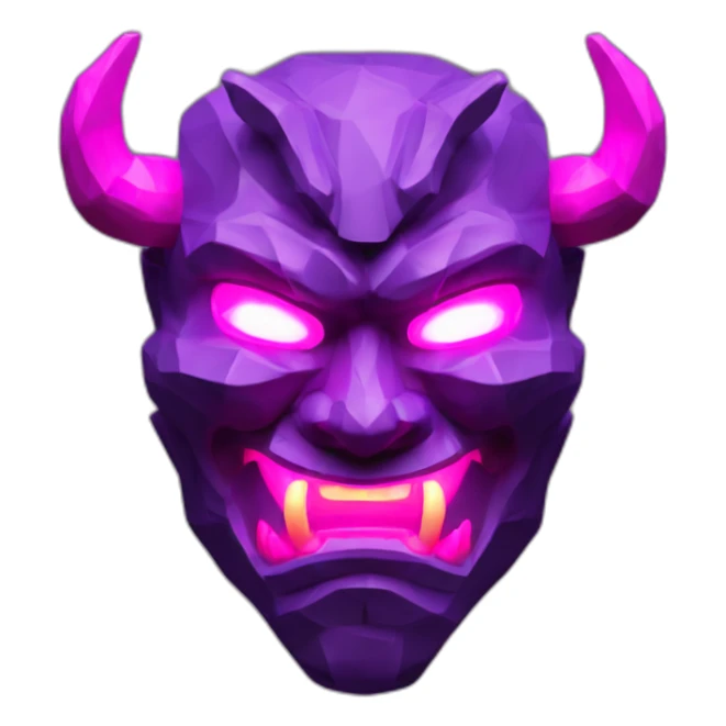 ONI MASK magenta color eyes glowing neon japanese style low poly 3d sticker