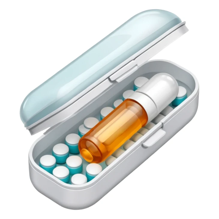 medicine capsule in case in nutral colors sticker