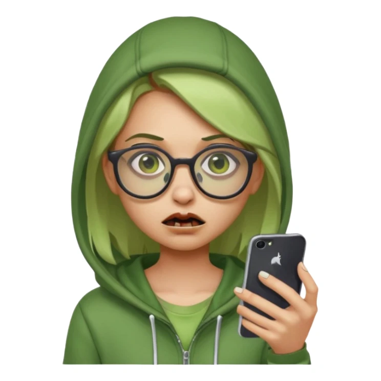 Zumbie emoji iphone girl green and glasses sticker