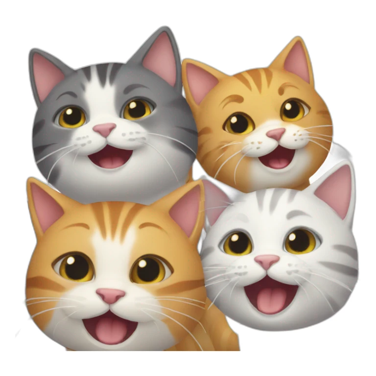 group of happy cats in the party sticker