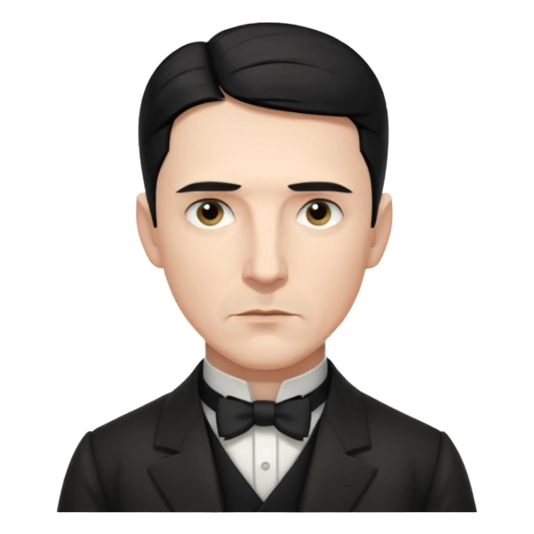 Nikolai Tesla,pensive, half body, blakc hair sticker