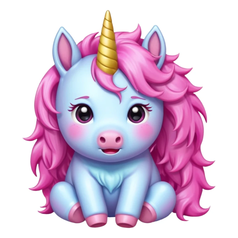 Cute crying anime pink baby unicorn 
 sticker