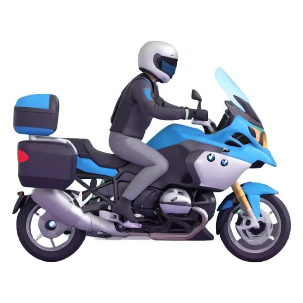 BMW RT1200 touring motorcycle with rider on scenic mountain road sticker