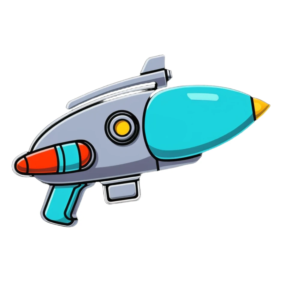 colorful cartoon raygun with retro sci-fi details sticker