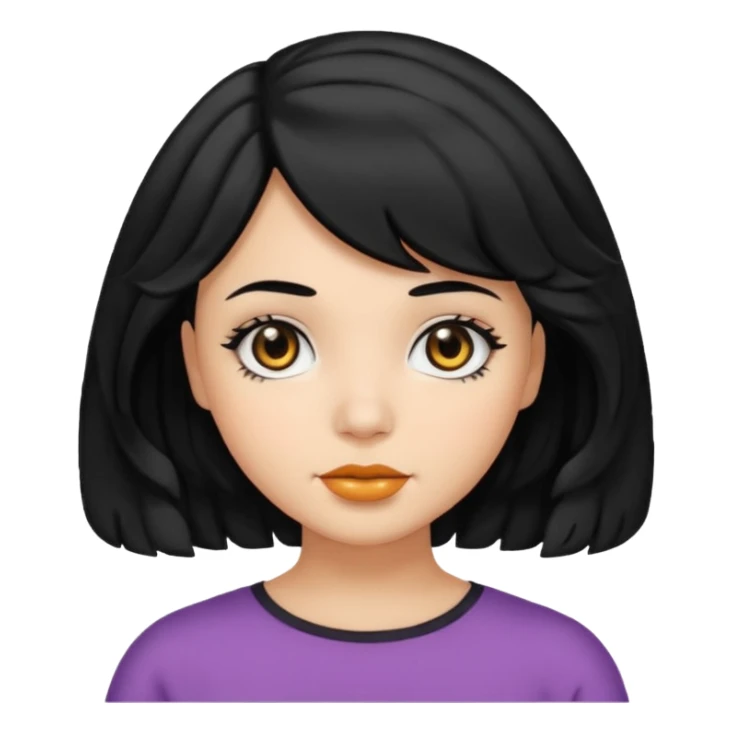chica con pelo  negro y media melena ondulada y ojos negros sticker