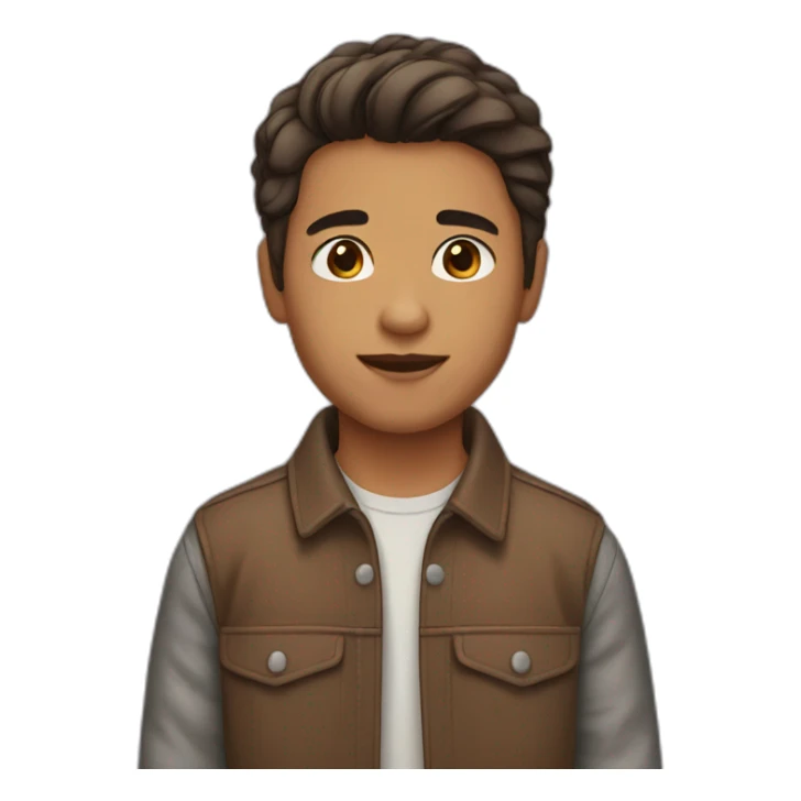 boy brown chin length hair sticker