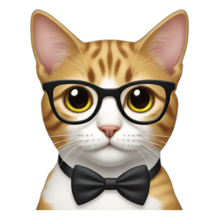 cat with white and black spots wearing a bow tie and glasses sticker