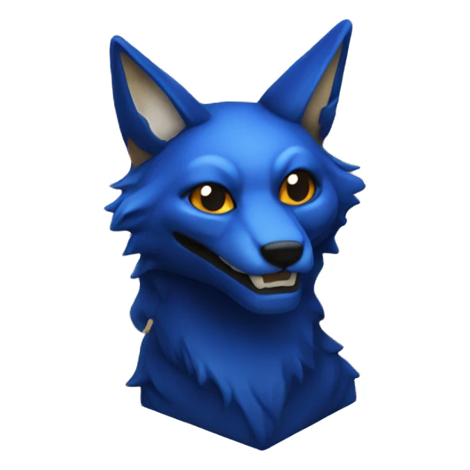 dark blue kitsune head in the shape of a cube sticker