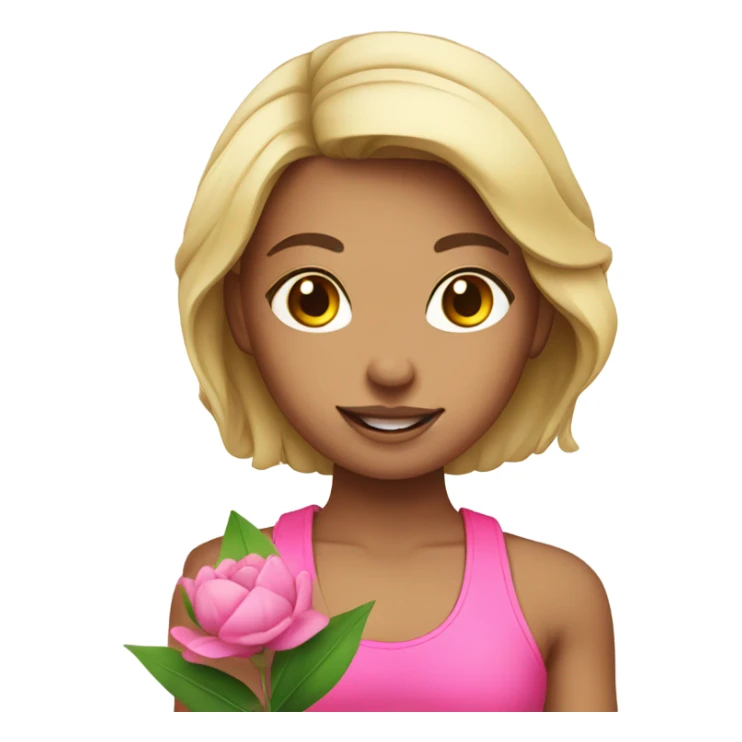 Cute lady fitness trainer with pink flower sticker