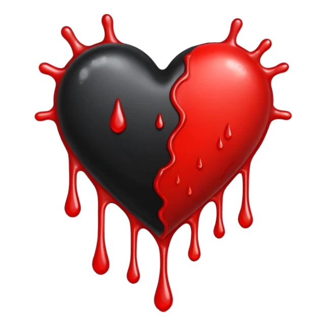 heart with a dark star and dripping paint sticker