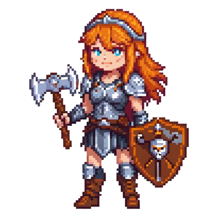 valkyrie warrior from Clash Royale with orange hair and battle axe sticker