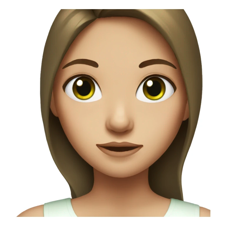 Girl with brown hair and green eyes white top sticker