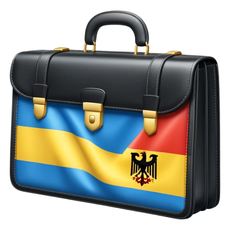 Work opportunities symbol with briefcase and German and Ukrainian flags sticker