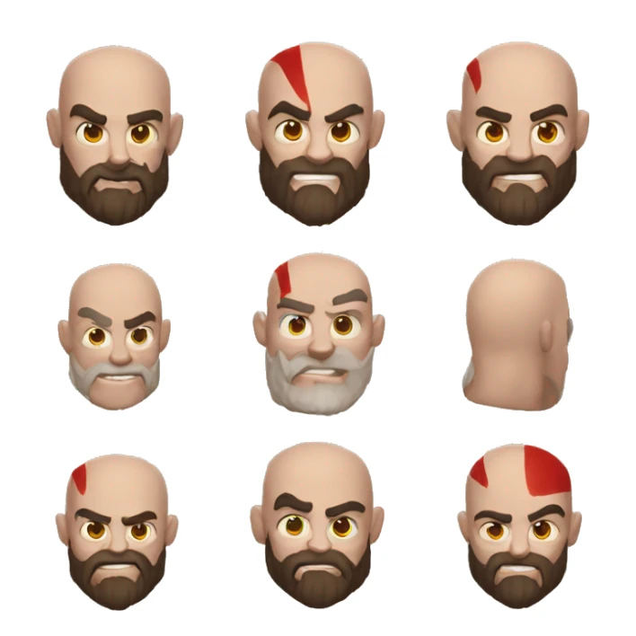Crea un emoji de Kratos feliz sticker