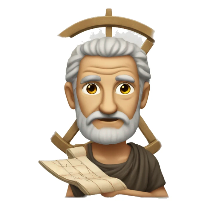 ancient Greek mathematician wonders. He has a compass and a ruler in front of him. sticker